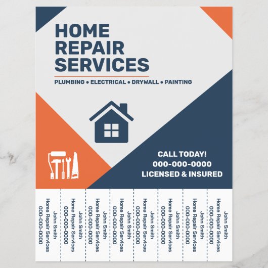 Modern Home Repair Tear-Off Tabs Flyer チラシ (正面)