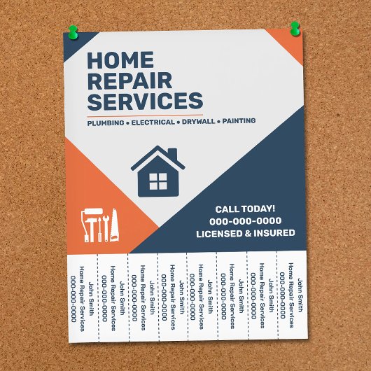 Modern Home Repair Tear-Off Tabs Flyer チラシ