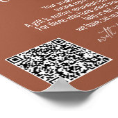 Modern Honeymoon Fund QR Code Terracotta Sign ポスター (角)
