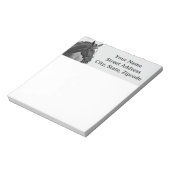 Modern Horse Black and White Equestrian ノートパッド (回転)