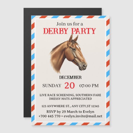 Modern Horse Racing Event Invitation (正面/裏面)