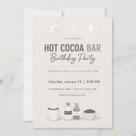 Modern Hot Cocoa Bar Birthday Invitation 招待状