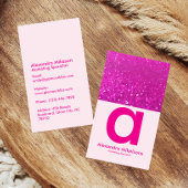 Modern Hot Pink Glitter Glam 名刺