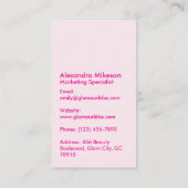 Modern Hot Pink Glitter Glam 名刺 (裏面)