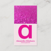 Modern Hot Pink Glitter Glam 名刺 (正面)