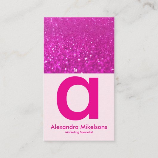 Modern Hot Pink Glitter Glam 名刺 (正面)