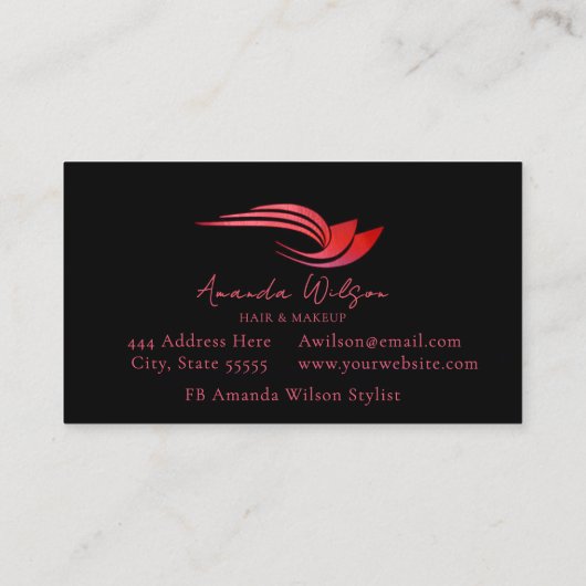 Modern Hot Pink Metallic Abstract 名刺 (裏面)