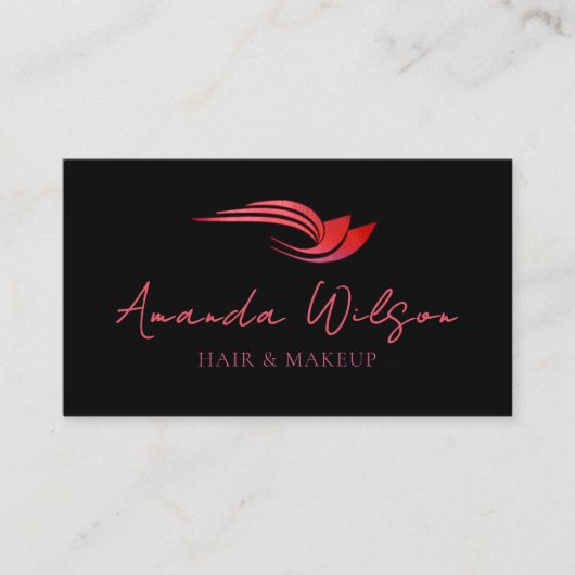 Modern Hot Pink Metallic Abstract  名刺 (正面)