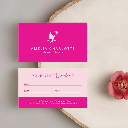 Modern Hot Pink Professional Makeup Artists 予約カード