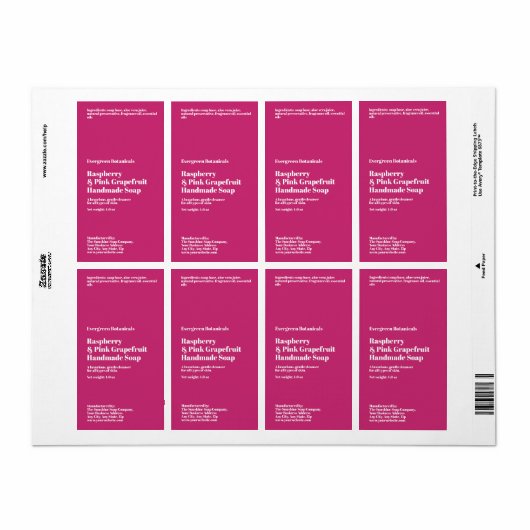 Modern Hot Pink Soap Packaging Label ラベル (フルシート)