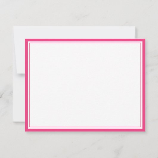 Modern Hot Pink Two Border Name Personalized ノートカード (裏面)