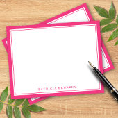 Modern Hot Pink Two Border Name Personalized ノートカード