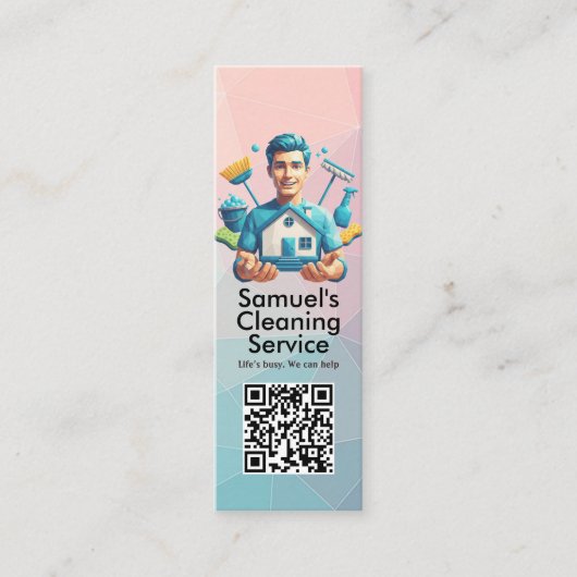 Modern House Cleaning Maid Service Housekeeping スキニー名刺 (正面)