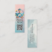 Modern House Cleaning Maid Service Housekeeping スキニー名刺 (正面/裏面)