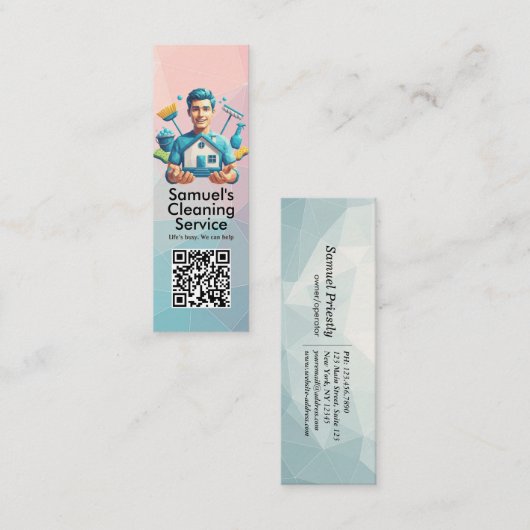 Modern House Cleaning Maid Service Housekeeping スキニー名刺 (正面/裏面)