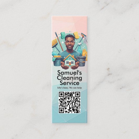 Modern House Cleaning Maid Service Housekeeping スキニー名刺 (正面)