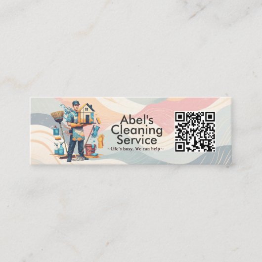 Modern House Cleaning Maid Service Housekeeping スキニー名刺 (正面)