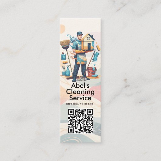 Modern House Cleaning Maid Service Housekeeping スキニー名刺 (正面)