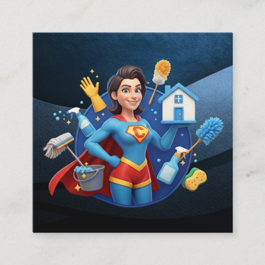 Modern House Cleaning Maid Service Housekeeping スクエア名刺 (正面)