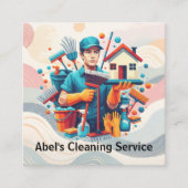Modern House Cleaning Maid Service Housekeeping スクエア名刺 (正面)