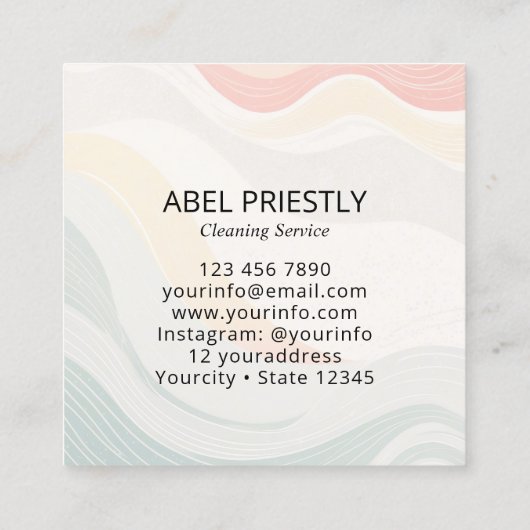 Modern House Cleaning Maid Service Housekeeping スクエア名刺 (裏面)