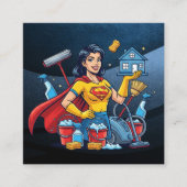 Modern House Cleaning Maid Service Housekeeping スクエア名刺 (正面)