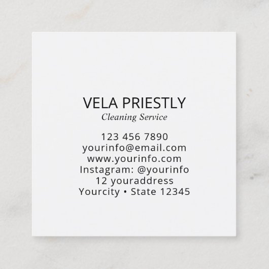 Modern House Cleaning Maid Service Housekeeping スクエア名刺 (裏面)