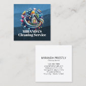 Modern House Cleaning Maid Service Housekeeping スクエア名刺 (正面/裏面)