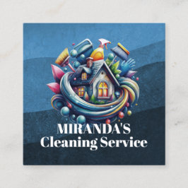 Modern House Cleaning Maid Service Housekeeping スクエア名刺