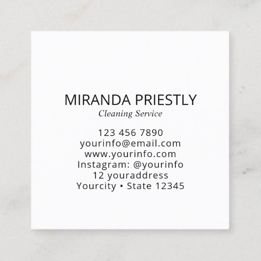 Modern House Cleaning Maid Service Housekeeping スクエア名刺 (裏面)