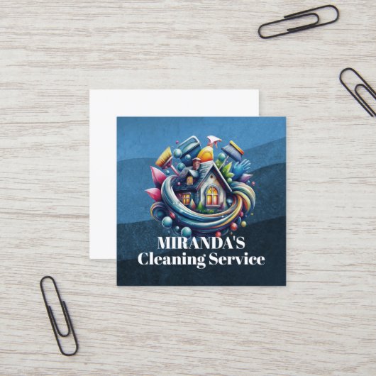 Modern House Cleaning Maid Service Housekeeping スクエア名刺 (正面/裏面インサイチュ)
