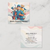 Modern House Cleaning Maid Service Housekeeping スクエア名刺 (正面/裏面)