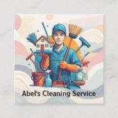 Modern House Cleaning Maid Service Housekeeping スクエア名刺 (正面)