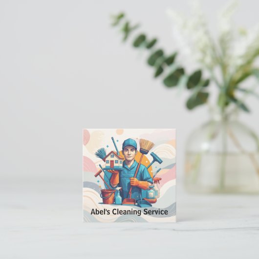 Modern House Cleaning Maid Service Housekeeping スクエア名刺 (スタンド正面)