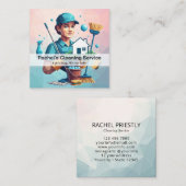 Modern House Cleaning Maid Service Housekeeping スクエア名刺 (正面/裏面)