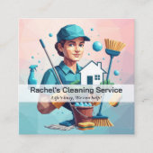 Modern House Cleaning Maid Service Housekeeping スクエア名刺 (正面)