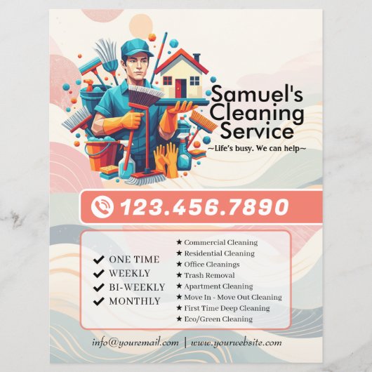 Modern House Cleaning Maid Service Housekeeping チラシ (正面)