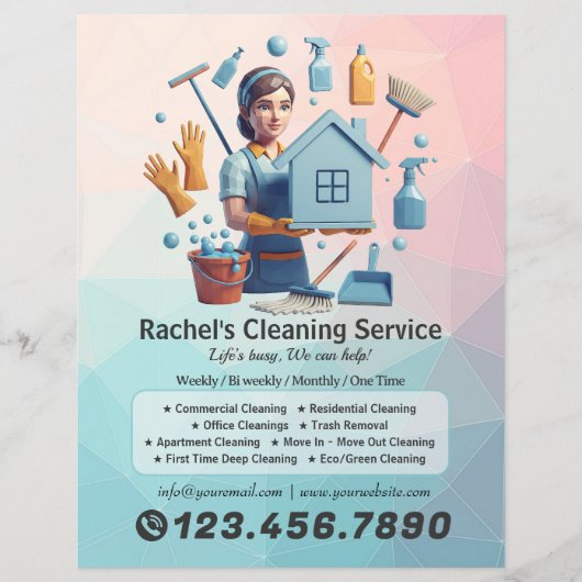 Modern House Cleaning Maid Service Housekeeping チラシ (正面)