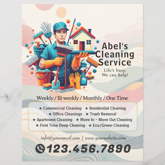 Modern House Cleaning Maid Service Housekeeping チラシ (正面)