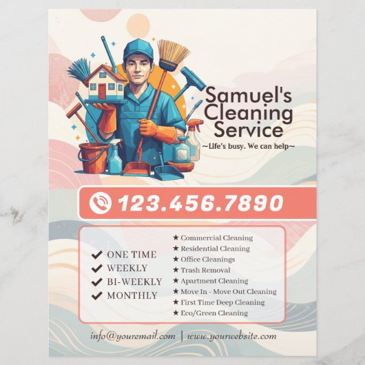 Modern House Cleaning Maid Service Housekeeping チラシ (正面)