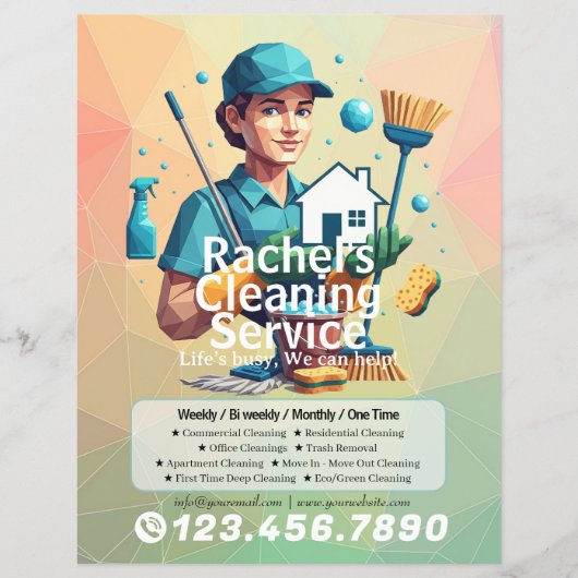 Modern House Cleaning Maid Service Housekeeping チラシ (正面)