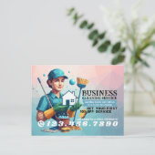 Modern House Cleaning Maid Service Housekeeping ポストカード (スタンド正面)