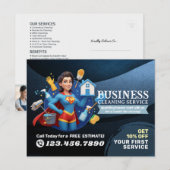 Modern House Cleaning Maid Service Housekeeping ポストカード (正面/裏面)