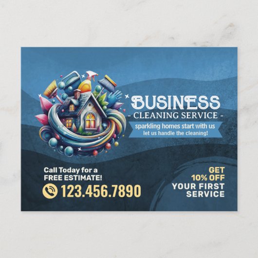 Modern House Cleaning Maid Service Housekeeping ポストカード (正面)