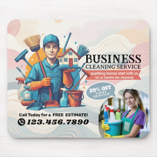 Modern House Cleaning Maid Service Housekeeping マウスパッド (正面)