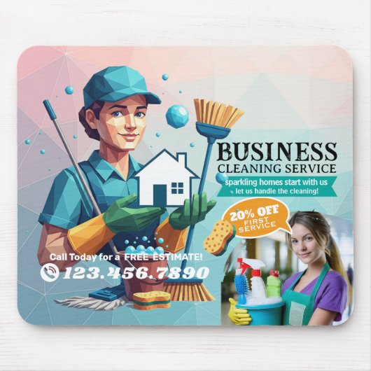 Modern House Cleaning Maid Service Housekeeping マウスパッド (正面)