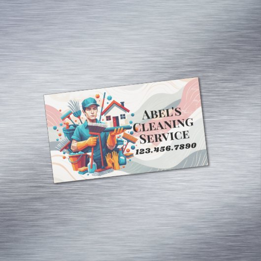 Modern House Cleaning Maid Service Housekeeping マグネット名刺 (インサイチュ)