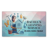 Modern House Cleaning Maid Service Housekeeping マグネット名刺 (正面)