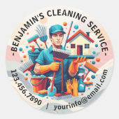 Modern House Cleaning Maid Service Housekeeping ラウンドシール (正面)
