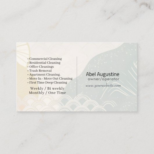 Modern House Cleaning Maid Service Housekeeping 名刺 (裏面)